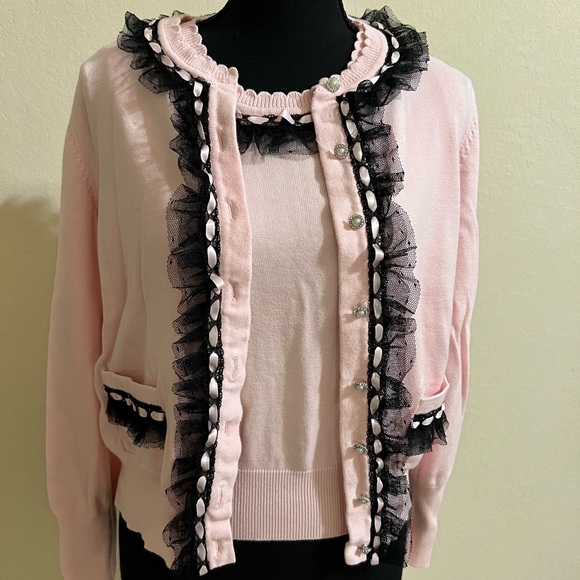 Berer2 Sweaters - Berer2 for Neiman Marcus vintage two piece embellished sweater set